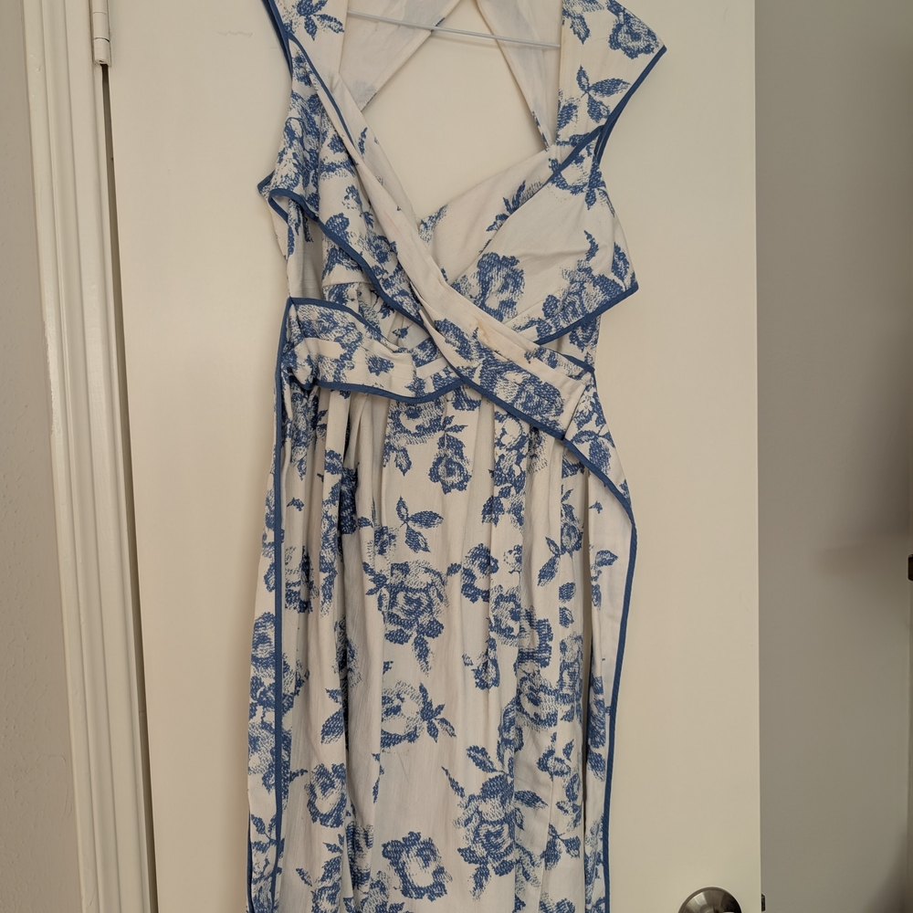 Floral Blue and White Dress
